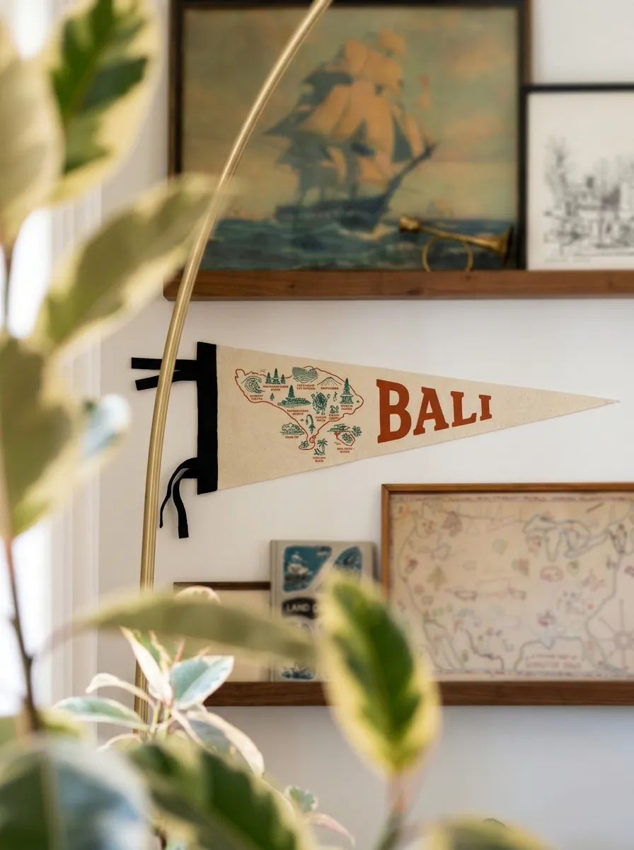 Bali Island Map Felt Pennant – Handmade Travel Wall Banner