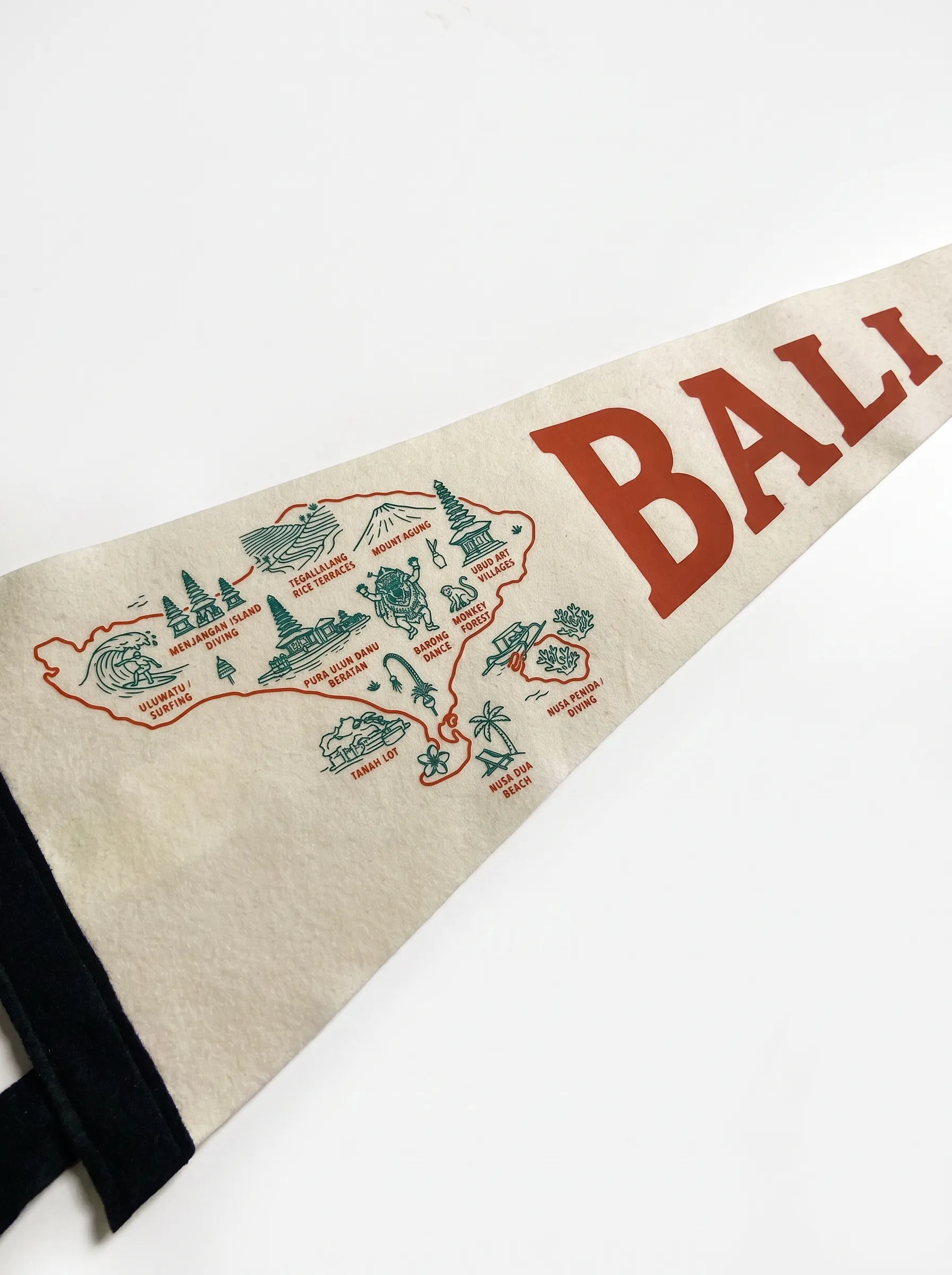 Bali Island Map Felt Pennant – Handmade Travel Wall Banner